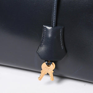 HERMES エルメス ケリー32 外縫い ネイビー ○X刻印 カーフスキン ゴールド金具 ハンドバッグ 2WAY 美品 中古4a008252