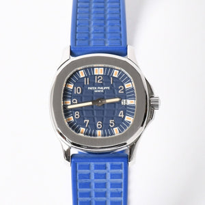 極美品 PATEK PHILIPPE パテック フィリップ アクアノート 腕時計 4960A-001 QZ ステンレススチール ブルー文字盤 日本限定 中古 4a008254