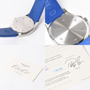 極美品 PATEK PHILIPPE パテック フィリップ アクアノート 腕時計 4960A-001 QZ ステンレススチール ブルー文字盤 日本限定 中古 4a008254