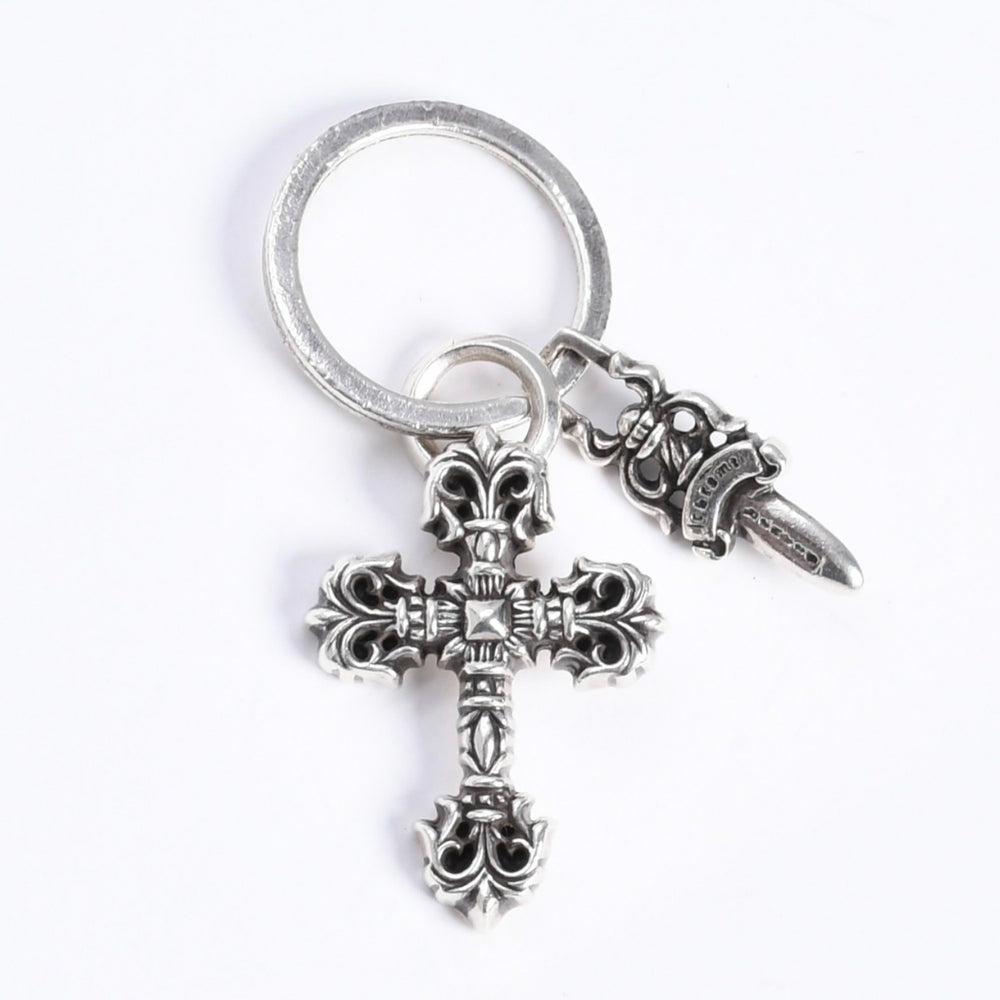 CHROME HEARTS クロムハーツ キーチャーム XSフィリグリークロスウィズスプリット シルバー925 美品 中古 4a008256
