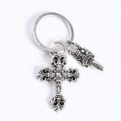 CHROME HEARTS クロムハーツ キーチャーム XSフィリグリークロスウィズスプリット シルバー925 美品 中古 4a008256