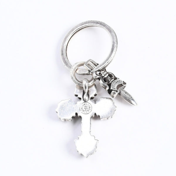 CHROME HEARTS クロムハーツ キーチャーム XSフィリグリークロスウィズスプリット シルバー925 美品 中古 4a008256