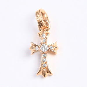 極美品 CHROME HEARTS クロムハーツ 22k CHクロス ベビーファット チャーム ペンダントトップ 重量約2.78g ゴールド ダイヤモンド 2004 22k刻印 中古 4a007281