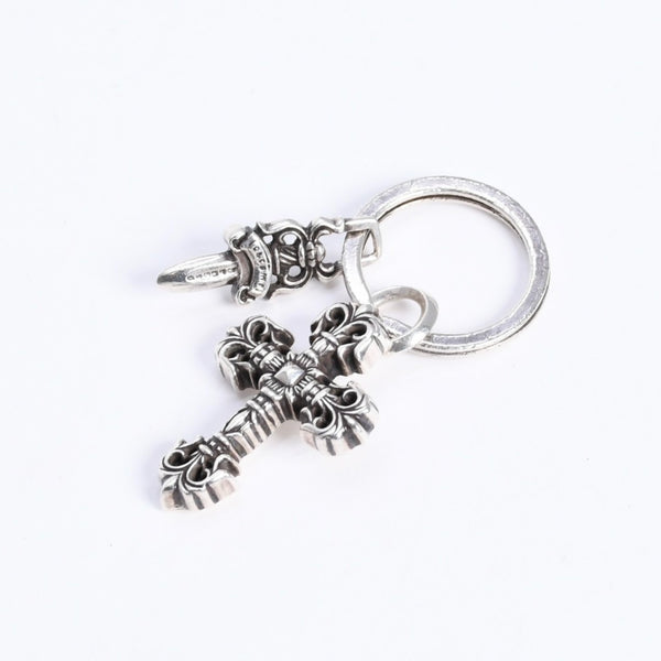 CHROME HEARTS クロムハーツ キーチャーム XSフィリグリークロスウィズスプリット シルバー925 美品 中古 4a008256