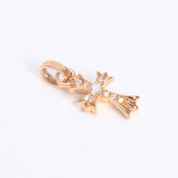 極美品 CHROME HEARTS クロムハーツ 22k CHクロス ベビーファット チャーム ペンダントトップ 重量約2.78g ゴールド ダイヤモンド 2004 22k刻印 中古 4a007281