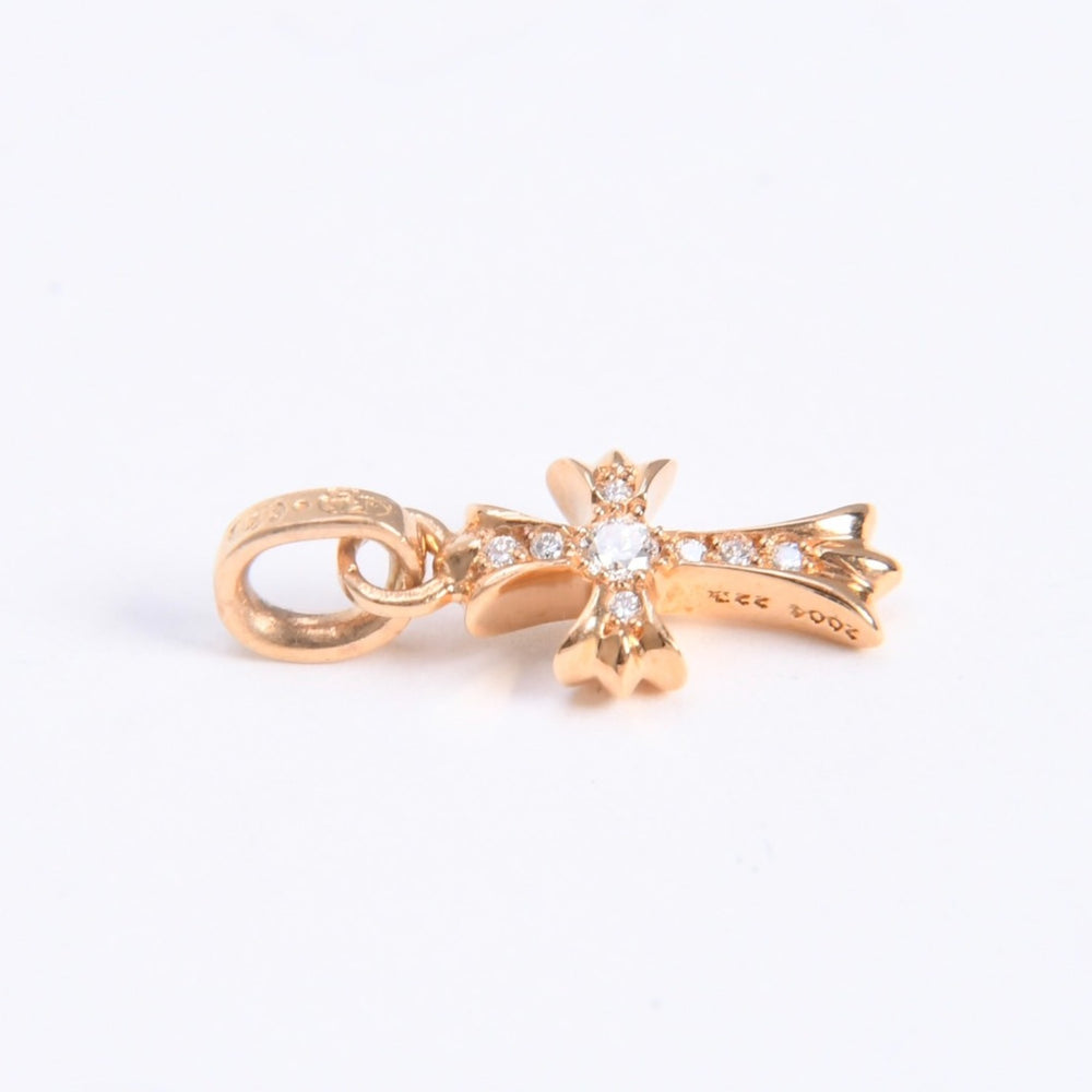 極美品 CHROME HEARTS クロムハーツ 22k CHクロス ベビーファット チャーム ペンダントトップ 重量約2.78g ゴールド ダイヤモンド 2004 22k刻印 中古 4a007281