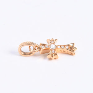 極美品 CHROME HEARTS クロムハーツ 22k CHクロス ベビーファット チャーム ペンダントトップ 重量約2.78g ゴールド ダイヤモンド 2004 22k刻印 中古 4a007281