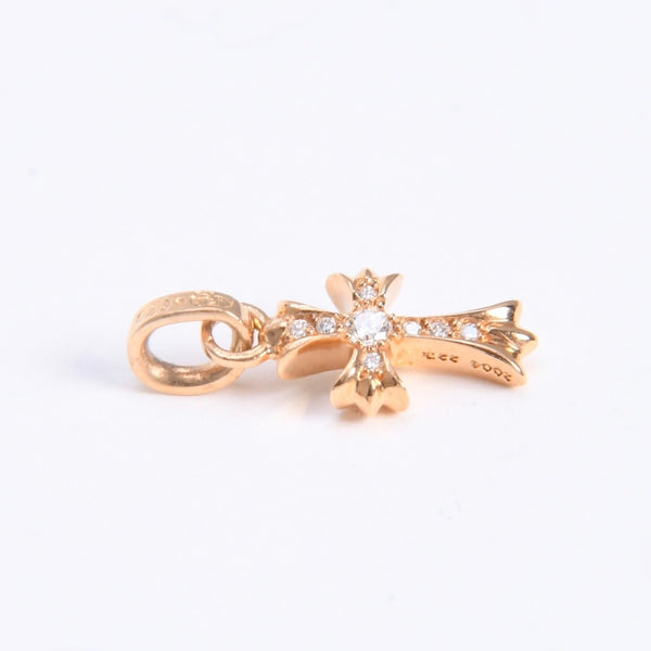 極美品 CHROME HEARTS クロムハーツ 22k CHクロス ベビーファット チャーム ペンダントトップ 重量約2.78g ゴールド ダイヤモンド 2004 22k刻印 中古 4a007281