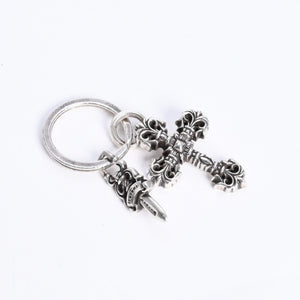 CHROME HEARTS クロムハーツ キーチャーム XSフィリグリークロスウィズスプリット シルバー925 美品 中古 4a008256