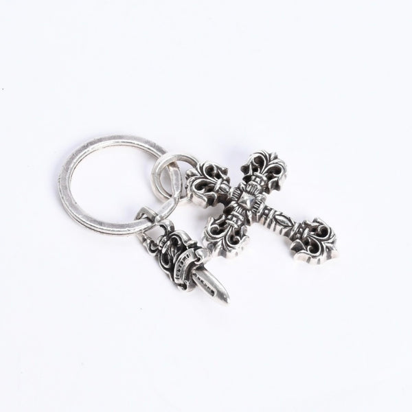 CHROME HEARTS クロムハーツ キーチャーム XSフィリグリークロスウィズスプリット シルバー925 美品 中古 4a008256