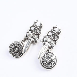 極美品 CHROME HEARTS クロムハーツ DAGGER CUFFLINKS ダガー ホースシュー カフス カフリンクス 重量約12.88g シルバー925 中古 4a008212