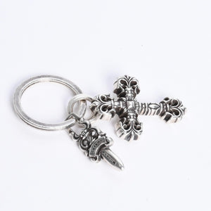 CHROME HEARTS クロムハーツ キーチャーム XSフィリグリークロスウィズスプリット シルバー925 美品 中古 4a008256