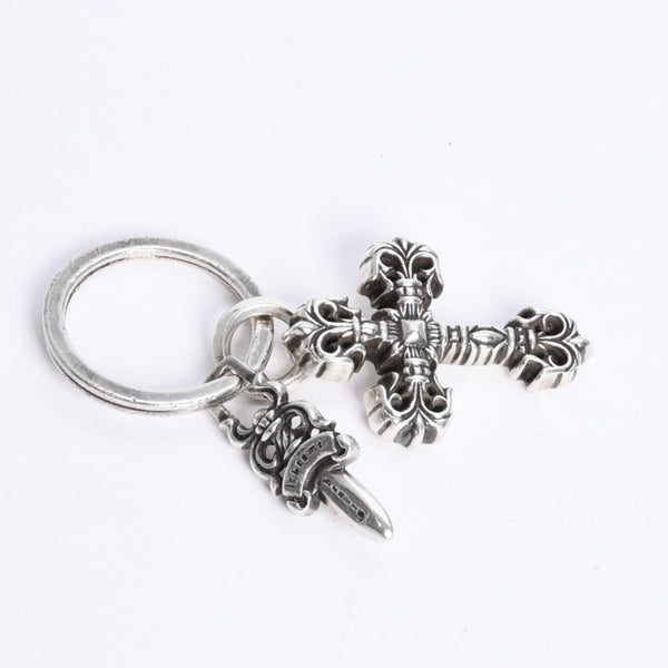 CHROME HEARTS クロムハーツ キーチャーム XSフィリグリークロスウィズスプリット シルバー925 美品 中古 4a008256