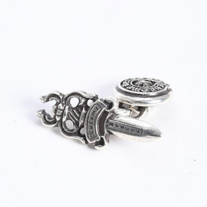極美品 CHROME HEARTS クロムハーツ DAGGER CUFFLINKS ダガー ホースシュー カフス カフリンクス 重量約12.88g シルバー925 中古 4a008212