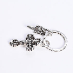 CHROME HEARTS クロムハーツ キーチャーム XSフィリグリークロスウィズスプリット シルバー925 美品 中古 4a008256