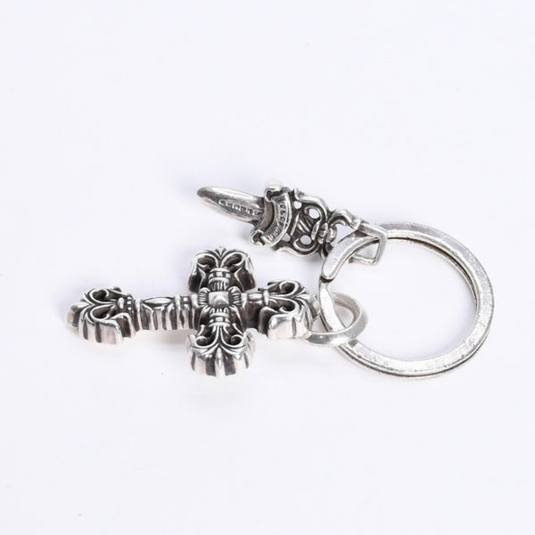 CHROME HEARTS クロムハーツ キーチャーム XSフィリグリークロスウィズスプリット シルバー925 美品 中古 4a008256