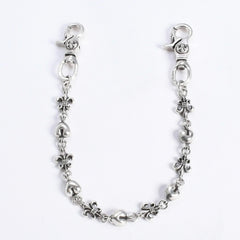 CHROME HEARTS クロムハーツ ショート 2クリップ BSフレア ハートリンク ウォレットチェーン 重量167.32g 全長43cm 美品 中古 4a008225