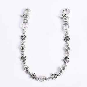 CHROME HEARTS クロムハーツ ショート 2クリップ BSフレア ハートリンク ウォレットチェーン 重量167.32g 全長43cm 美品 中古 4a008225