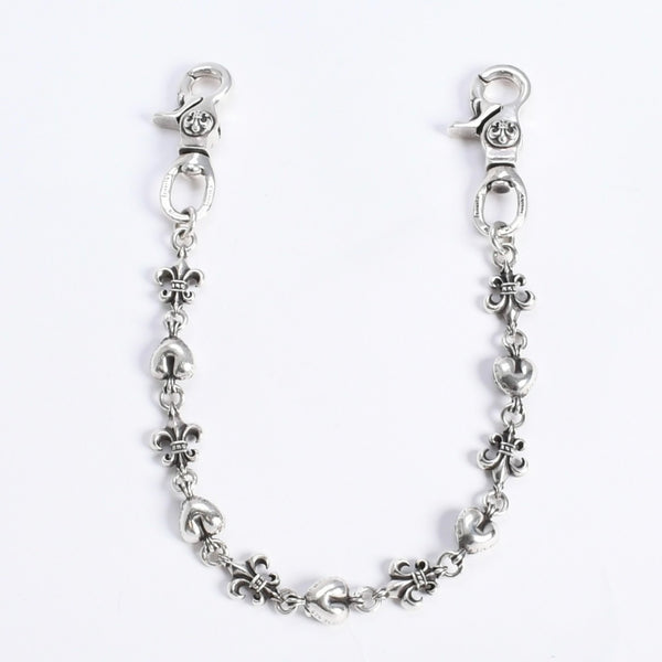 CHROME HEARTS クロムハーツ ショート 2クリップ BSフレア ハートリンク ウォレットチェーン 重量167.32g 全長43cm 美品 中古 4a008225