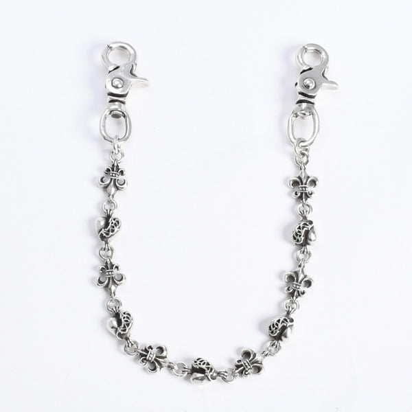 CHROME HEARTS クロムハーツ ショート 2クリップ BSフレア ハートリンク ウォレットチェーン 重量167.32g 全長43cm 美品 中古 4a008225
