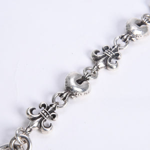 CHROME HEARTS クロムハーツ ショート 2クリップ BSフレア ハートリンク ウォレットチェーン 重量167.32g 全長43cm 美品 中古 4a008225