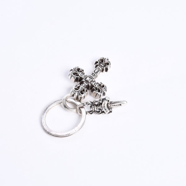CHROME HEARTS クロムハーツ キーチャーム XSフィリグリークロスウィズスプリット シルバー925 美品 中古 4a008256