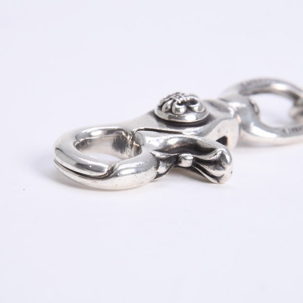 CHROME HEARTS クロムハーツ ショート 2クリップ BSフレア ハートリンク ウォレットチェーン 重量167.32g 全長43cm 美品 中古 4a008225