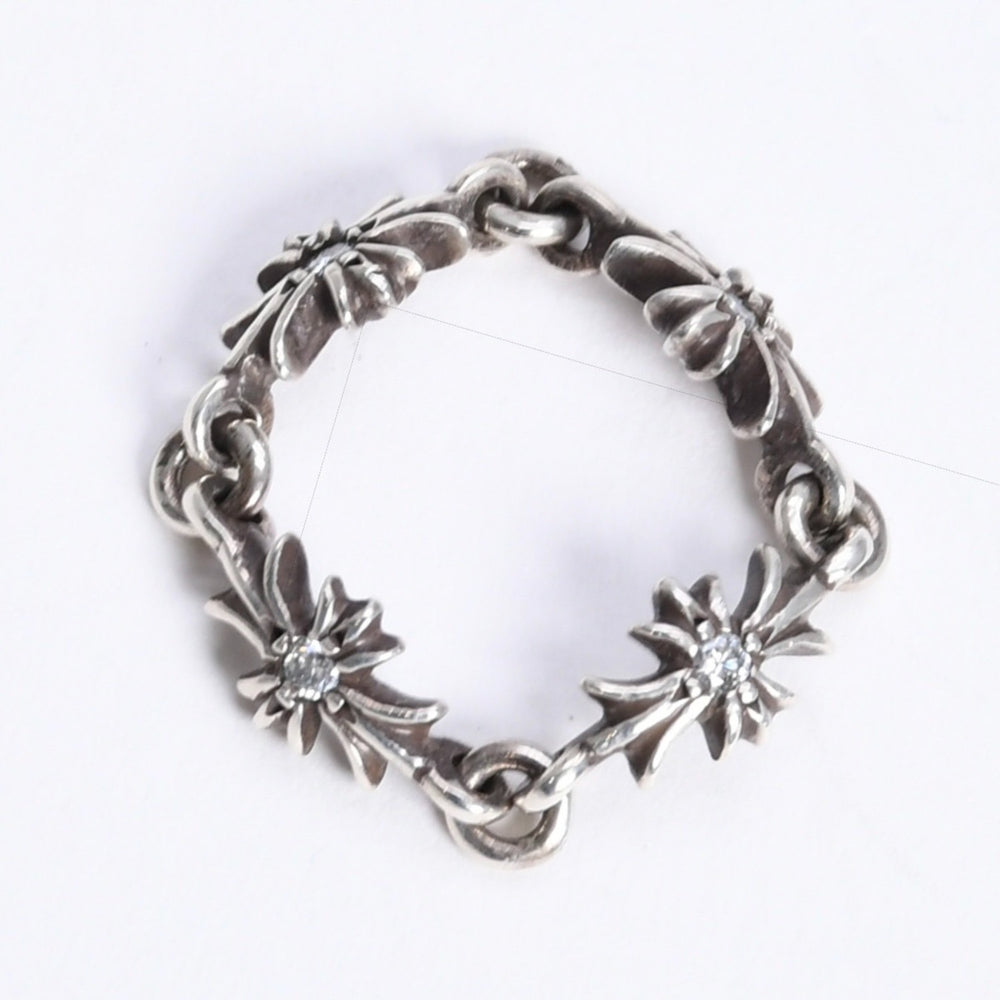 極美品 CHROME HEARTS クロムハーツ TINY E CH PLUS RING タイニーE CHプラス リング 重量約2.46g サイズ9号 アフターダイヤ 中古 4a008134