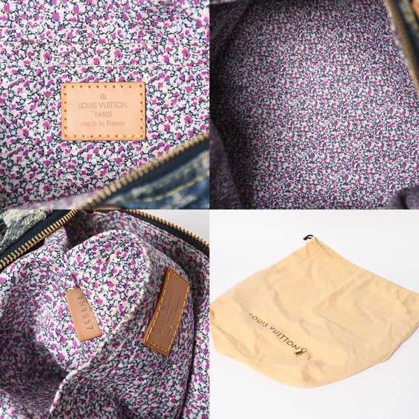 極美品 LOUIS VUITTON ルイヴィトン スピーディ30 ハンドバッグ M95380 モノグラムデニム パッチワーク ブルー 中古 4a008241
