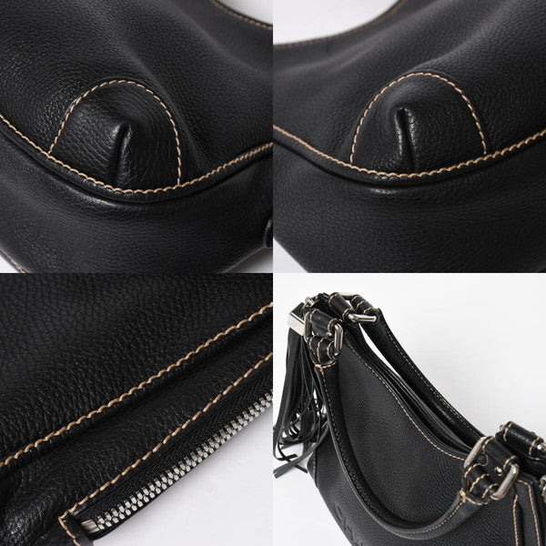 極美品 CHANEL シャネル フリンジ タッセル ショルダーバッグ トートバッグ 8番台 ブラック シルバー金具 中古 4a008259