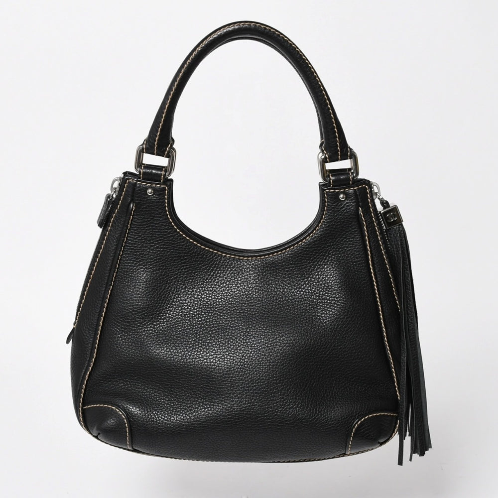 Very Good Condition CHANEL Fringe Tassel Shoulder Bag Tote Bag No. 8 Black Silver Hardware Used 4a008259