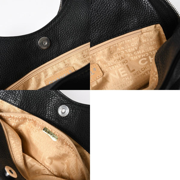 極美品 CHANEL シャネル フリンジ タッセル ショルダーバッグ トートバッグ 8番台 ブラック シルバー金具 中古 4a008259