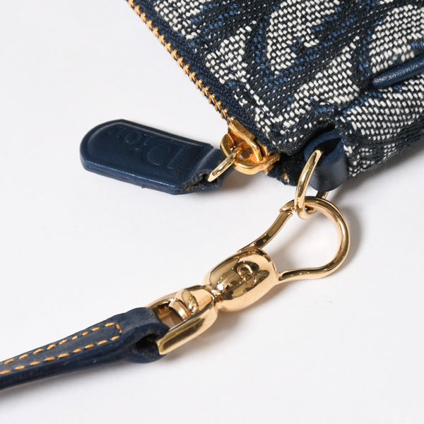 極美品 Christian Dior クリスチャンディオール トロッター サドルバッグ ワンショルダーバッグ サドルポーチ MC0091 ネイビー 中古 4a008273