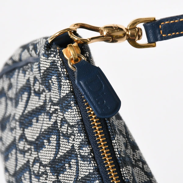 極美品 Christian Dior クリスチャンディオール トロッター サドルバッグ ワンショルダーバッグ サドルポーチ MC0091 ネイビー 中古 4a008273