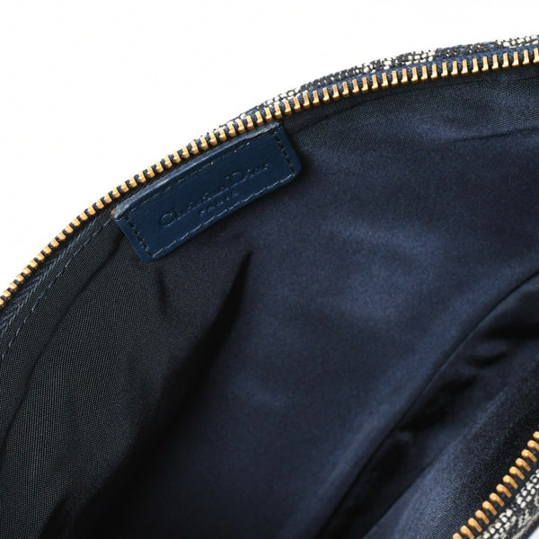 極美品 Christian Dior クリスチャンディオール トロッター サドルバッグ ワンショルダーバッグ サドルポーチ MC0091 ネイビー 中古 4a008273