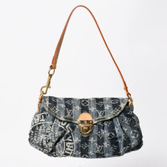 新品同様品 LOUIS VUITTON ルイヴィトン モノグラム デニム ミニ・プリーティ レイエ M95333 ショルダーバッグ 中古 4a008242