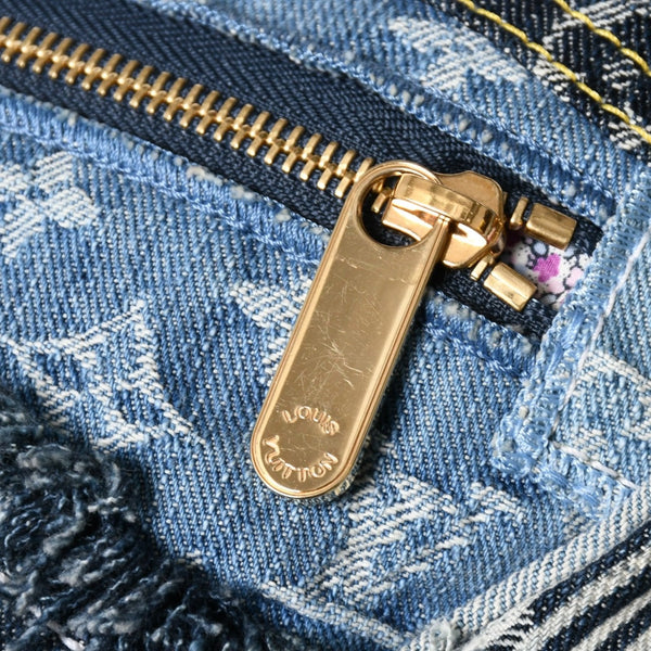 極美品 LOUIS VUITTON ルイヴィトン スピーディ30 ハンドバッグ M95380 モノグラムデニム パッチワーク ブルー 中古 4a008241