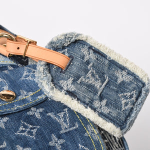 極美品 LOUIS VUITTON ルイヴィトン スピーディ30 ハンドバッグ M95380 モノグラムデニム パッチワーク ブルー 中古 4a008241