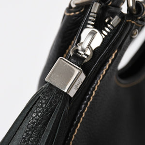 極美品 CHANEL シャネル フリンジ タッセル ショルダーバッグ トートバッグ 8番台 ブラック シルバー金具 中古 4a008259