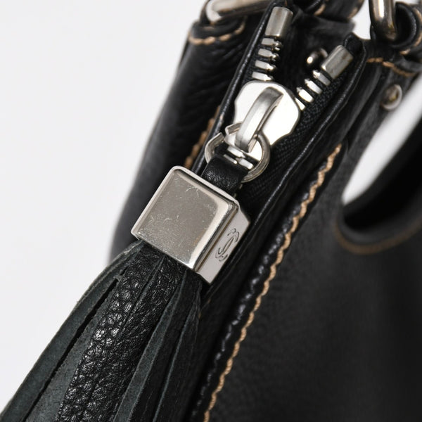 極美品 CHANEL シャネル フリンジ タッセル ショルダーバッグ トートバッグ 8番台 ブラック シルバー金具 中古 4a008259
