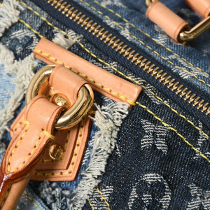 極美品 LOUIS VUITTON ルイヴィトン スピーディ30 ハンドバッグ M95380 モノグラムデニム パッチワーク ブルー 中古 4a008241