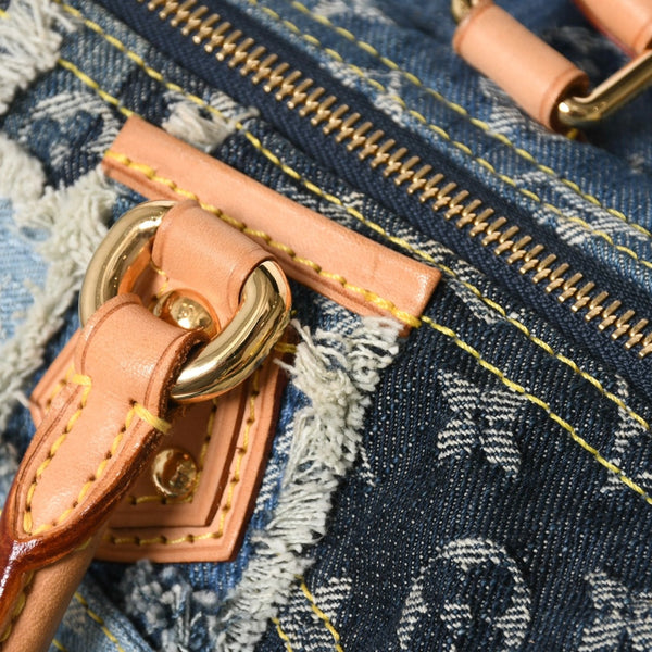 極美品 LOUIS VUITTON ルイヴィトン スピーディ30 ハンドバッグ M95380 モノグラムデニム パッチワーク ブルー 中古 4a008241
