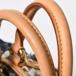極美品 LOUIS VUITTON ルイヴィトン スピーディ30 ハンドバッグ M95380 モノグラムデニム パッチワーク ブルー 中古 4a008241