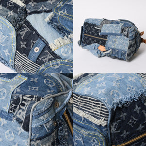 極美品 LOUIS VUITTON ルイヴィトン スピーディ30 ハンドバッグ M95380 モノグラムデニム パッチワーク ブルー 中古 4a008241