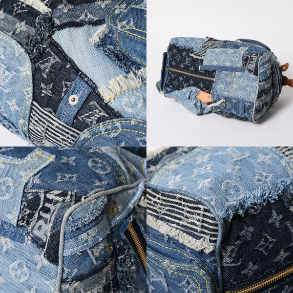 極美品 LOUIS VUITTON ルイヴィトン スピーディ30 ハンドバッグ M95380 モノグラムデニム パッチワーク ブルー 中古 4a008241