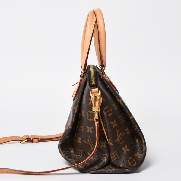 極美品 LOUIS VUITTON ルイヴィトン ハンドバッグ リボリーPM ブラウン ゴールド金具 ヌメ革 PVC M44543 中古 4a008262