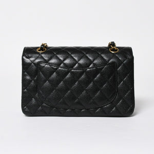 極美品 CHANEL シャネル マトラッセ23 Wフラップ Wチェーンショルダーバッグ ランダム番台 ココマーク キャビアスキン ブラック 中古 4a008244