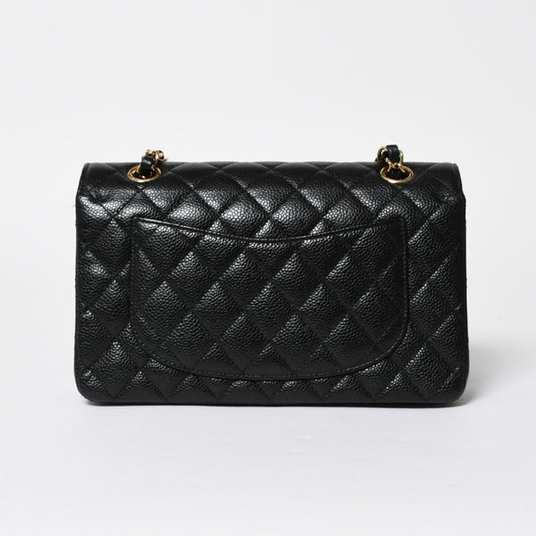 極美品 CHANEL シャネル マトラッセ23 Wフラップ Wチェーンショルダーバッグ ランダム番台 ココマーク キャビアスキン ブラック 中古 4a008244