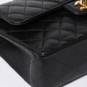 極美品 CHANEL シャネル マトラッセ23 Wフラップ Wチェーンショルダーバッグ ランダム番台 ココマーク キャビアスキン ブラック 中古 4a008244