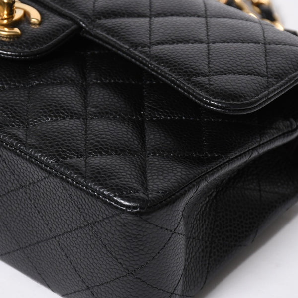 極美品 CHANEL シャネル マトラッセ23 Wフラップ Wチェーンショルダーバッグ ランダム番台 ココマーク キャビアスキン ブラック 中古 4a008244